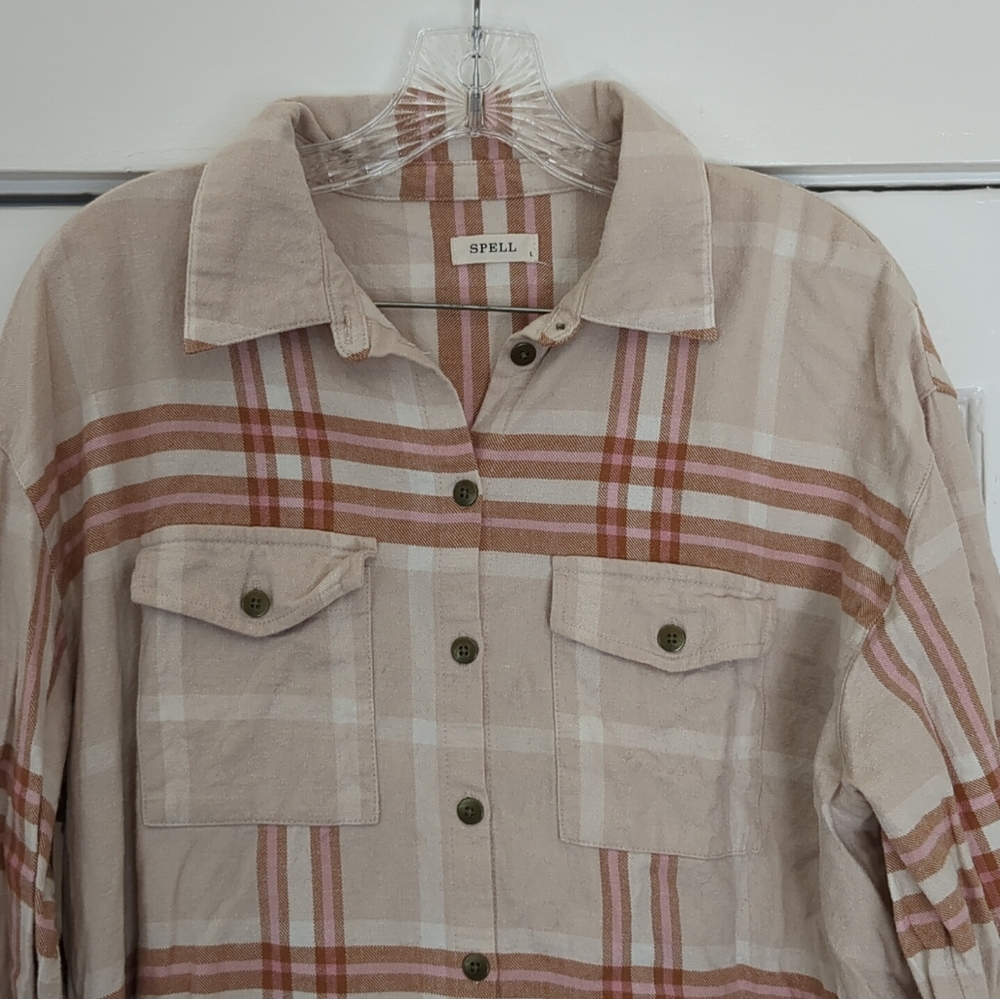 Spell And The Gypsy Basecamp Flannel Musk Long Sleeve Button Shirt Large - Picture 3 of 12